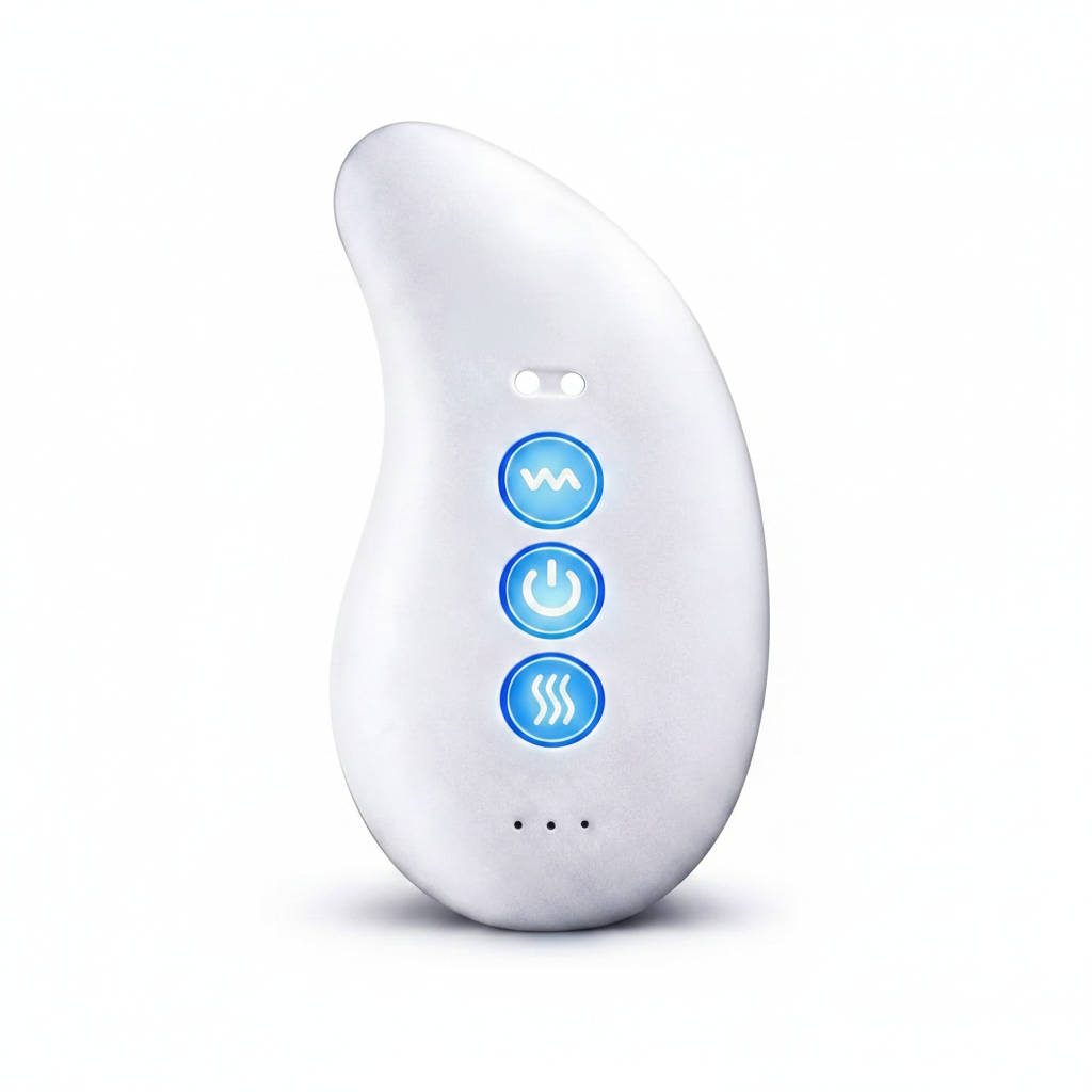 Warm mode face and neck massager with portable handheld design front view