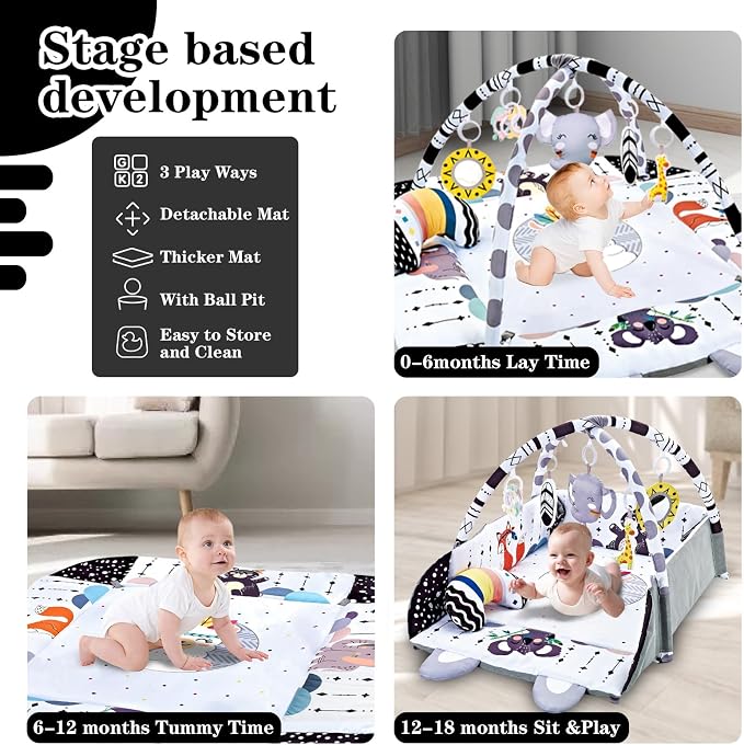 Washable Baby Play Mat with Soft Activity Area