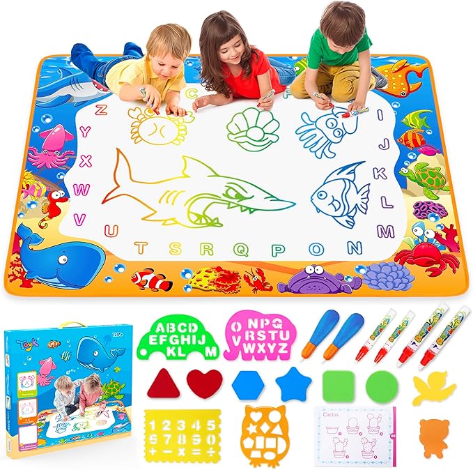 Water doodle mat for kids to paint and draw with magic pens