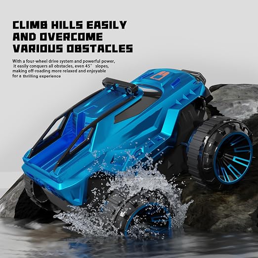 RC car designed for compatible land and water surfaces