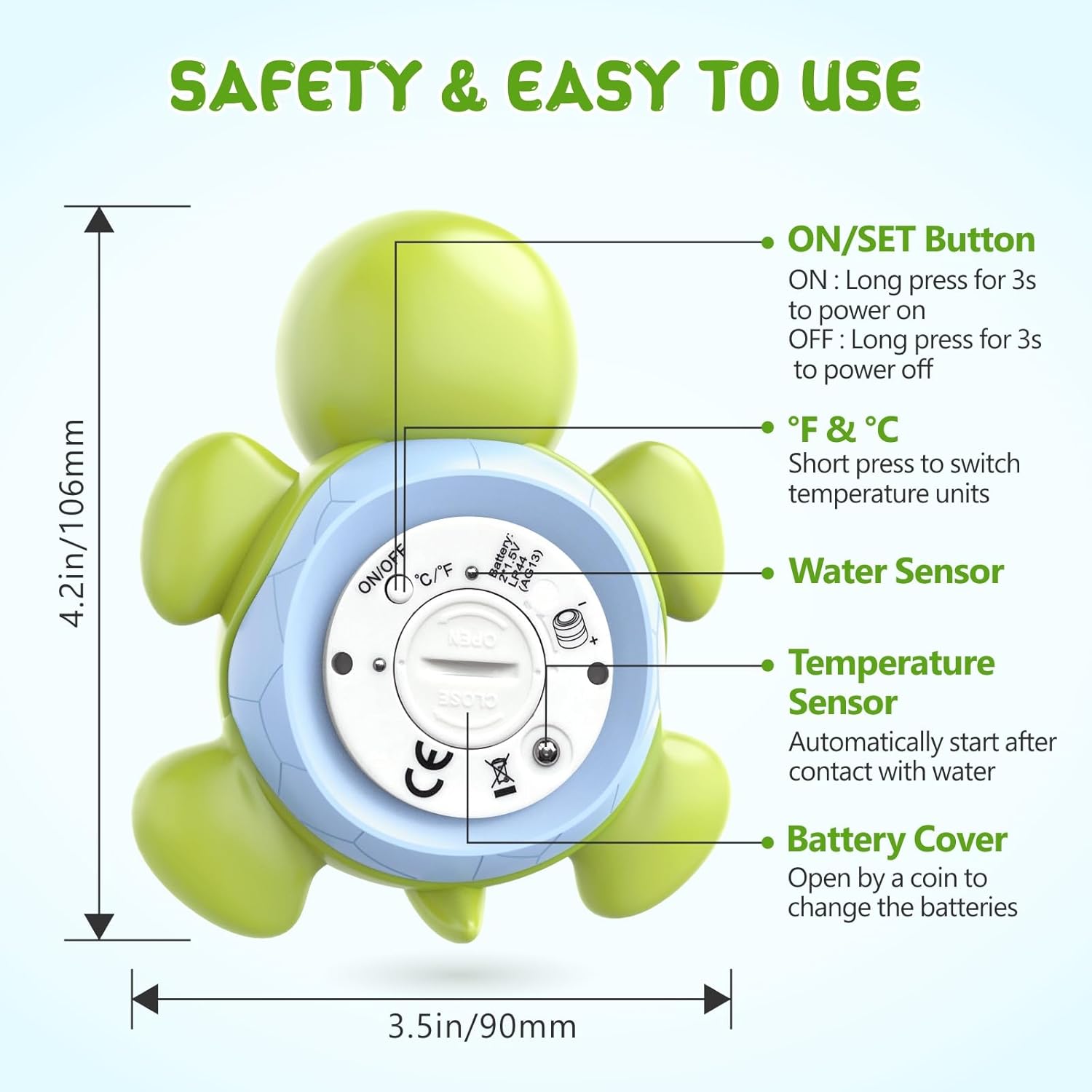 Accurate water temperature monitor for babies with color-coded display