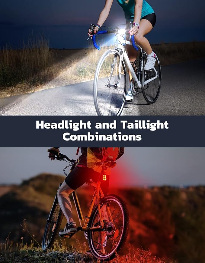 Waterproof IP65 bicycle light set for safe cycling in rain