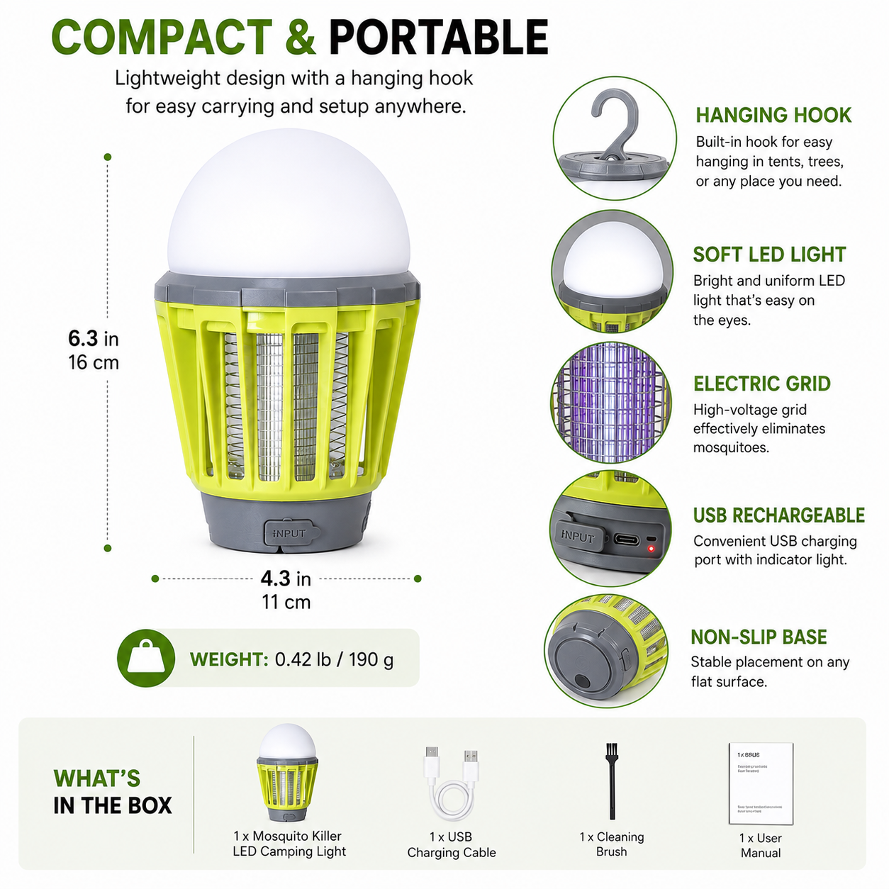 Water-resistant camping lantern for outdoor activities