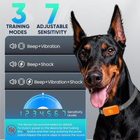 Waterproof dog bark collar with beep, vibration, and beep + vibration modes for small, medium, and large dogs