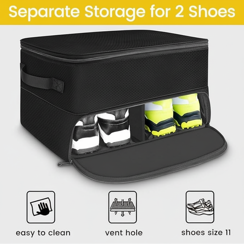 Waterproof golf car trunk organizer for gear and accessories