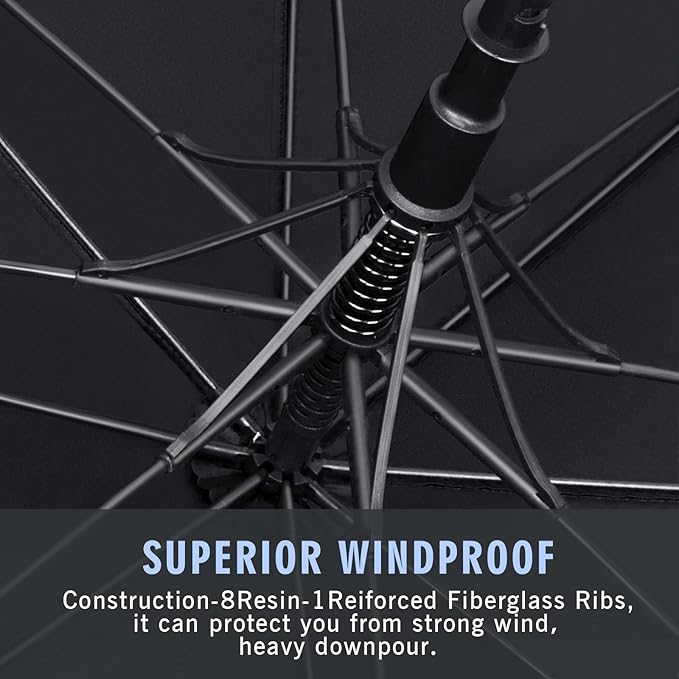 Waterproof golf umbrella for heavy rain protection