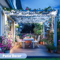 Waterproof solar string lights designed for outdoor use in garden, patio, and backyard