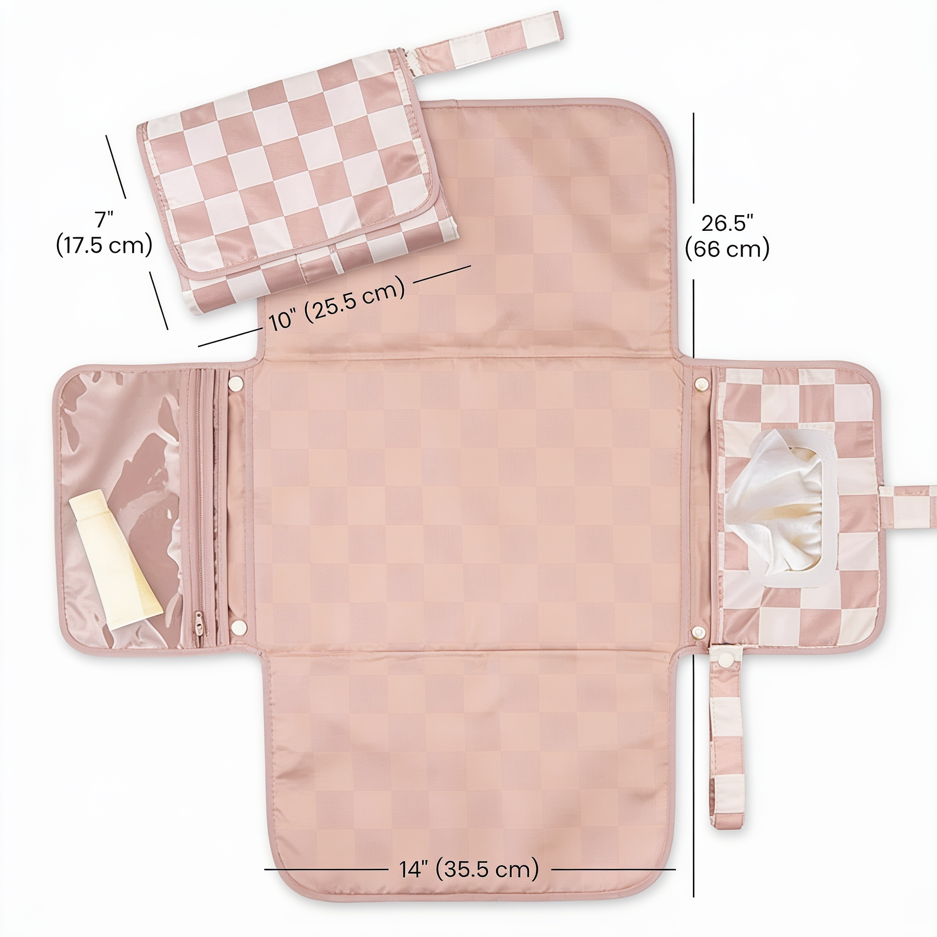 Fully unfolded waterproof baby changing pad with a clean white interior
