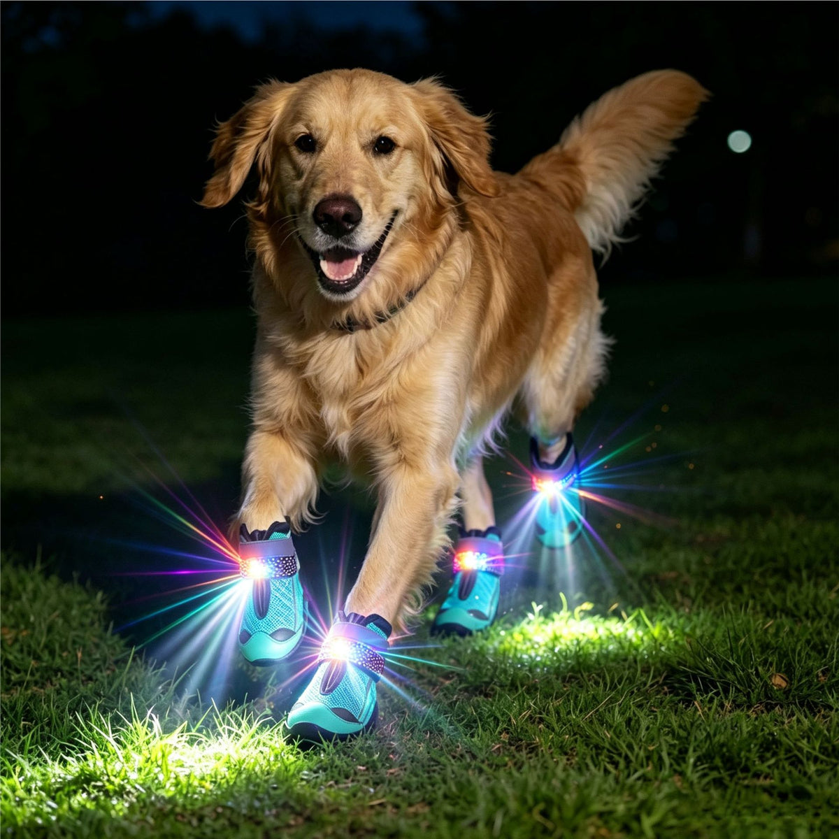 Wear-resistant dog boots with LED lights and non-slip soles