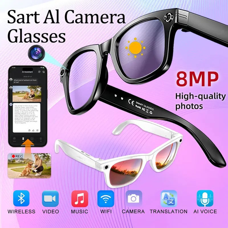 Wearable camera glasses front view for content creation