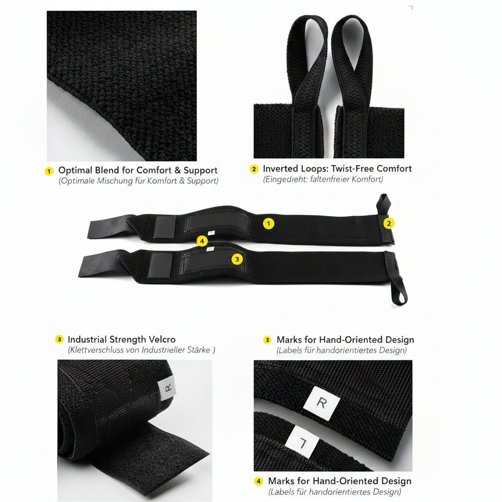 Pair of wrist wraps for weightlifting activities and workout routines