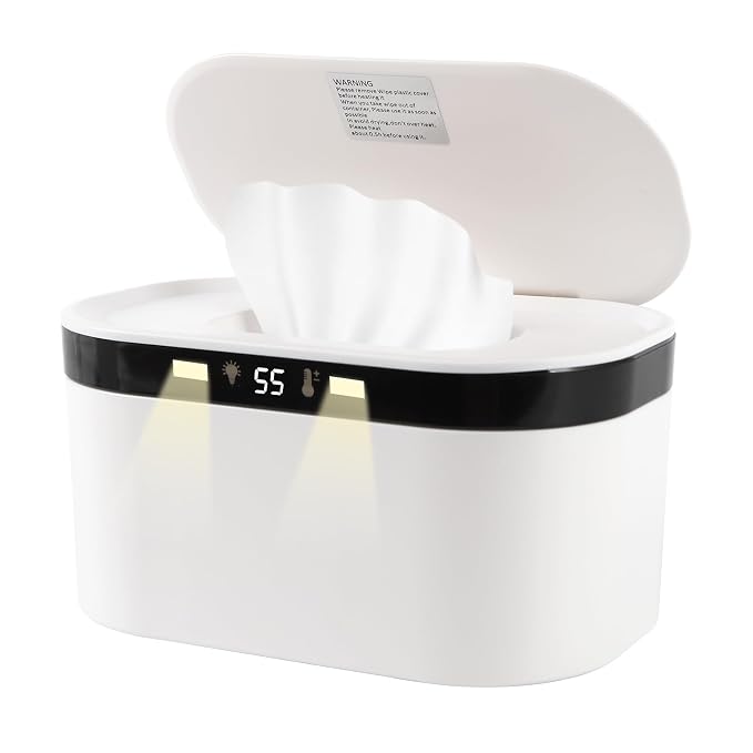 Front view of a compact rectangular tissue heating container with rounded corners.