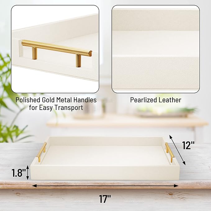 White serving tray displayed on a modern living room coffee table