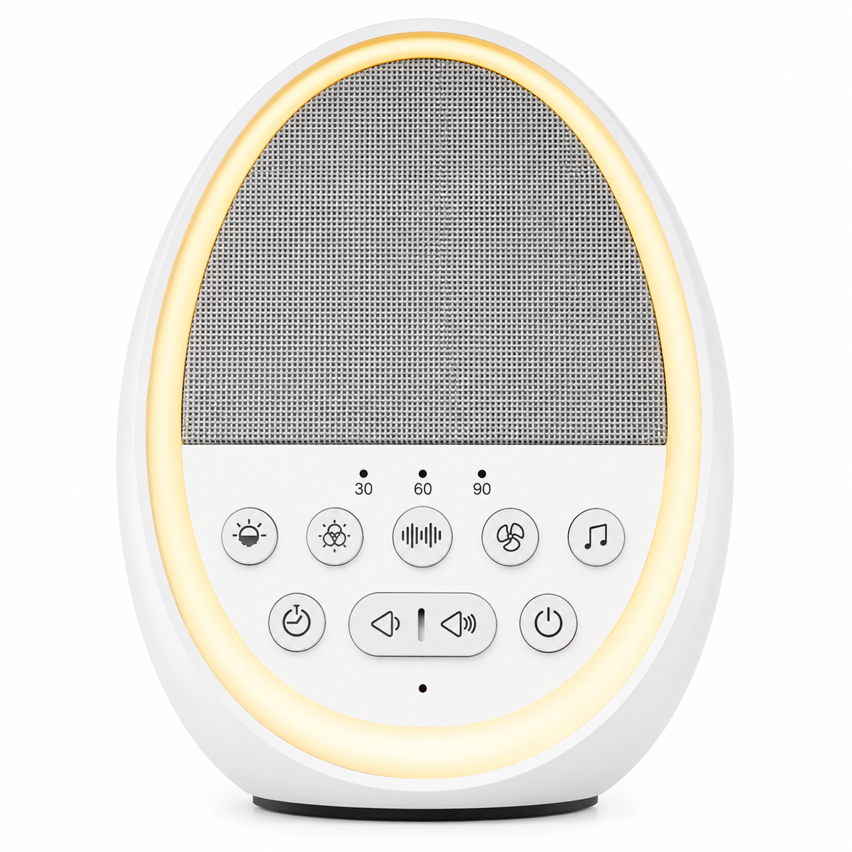 White noise sound machine with charging cable and accessories