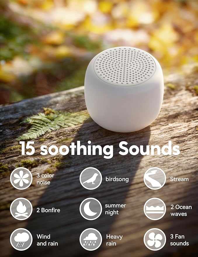 White Noise Machine With 15 Non-Looping Sounds