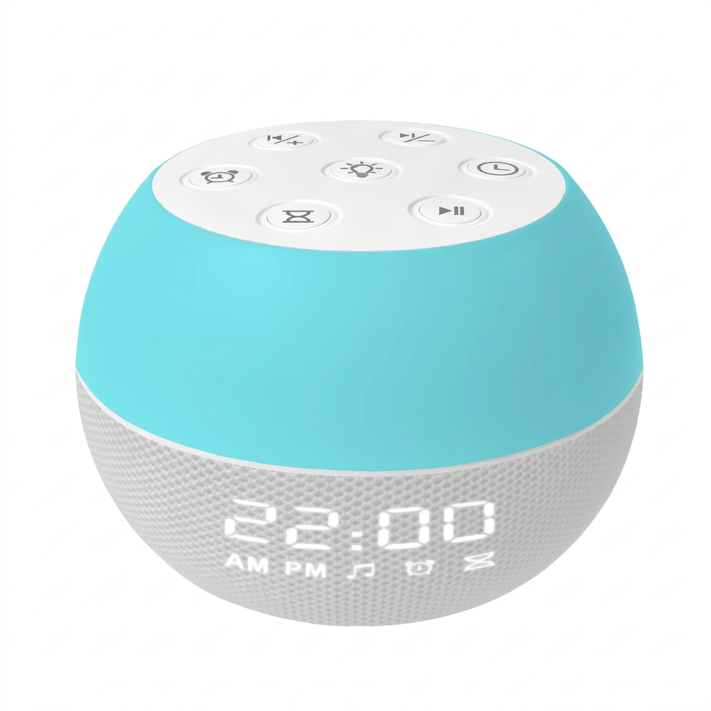 White noise sound machine with digital clock and night light