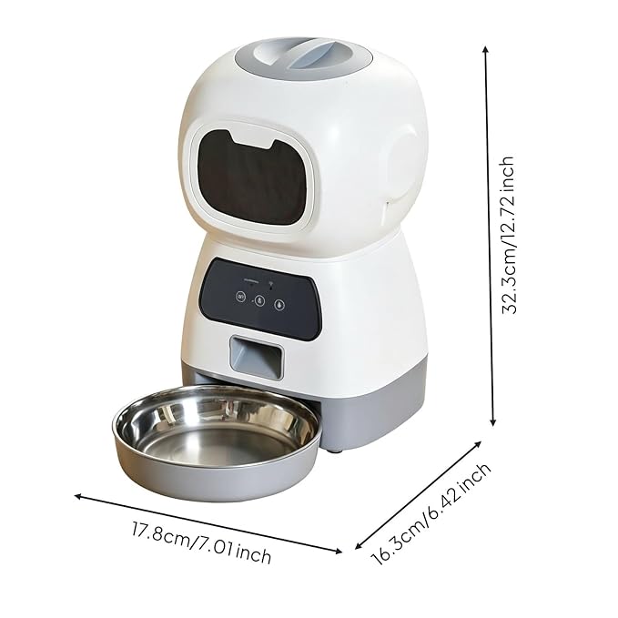 White WiFi Pet Feeder with Automatic Feeding Design