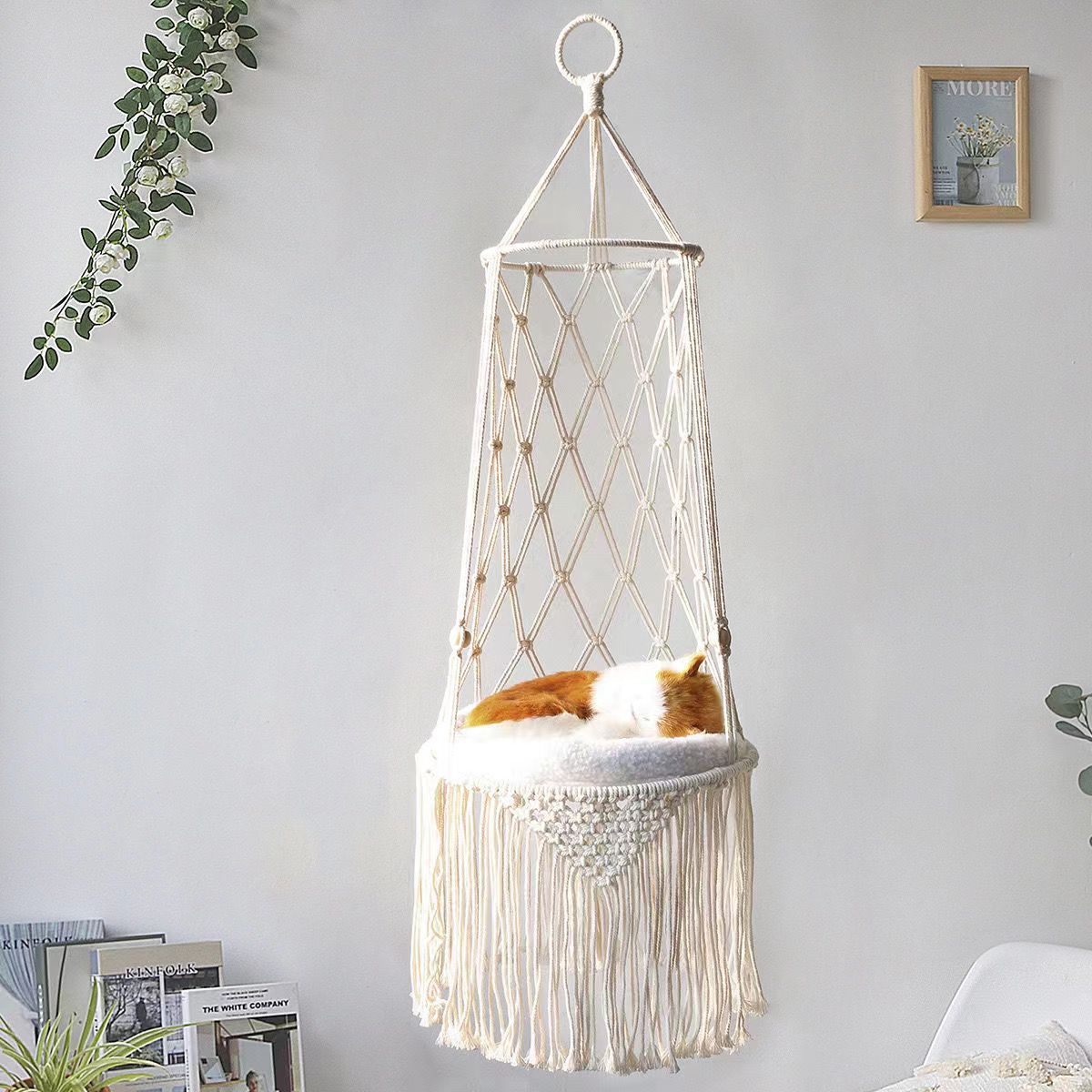 White Window Cat Hanging Bed for Indoor Resting