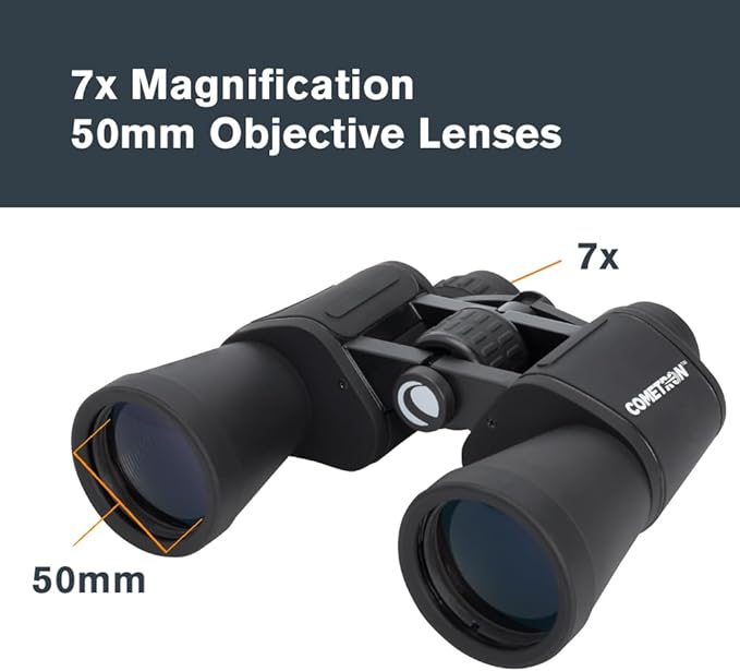 Wide field of view binoculars for night sky observation