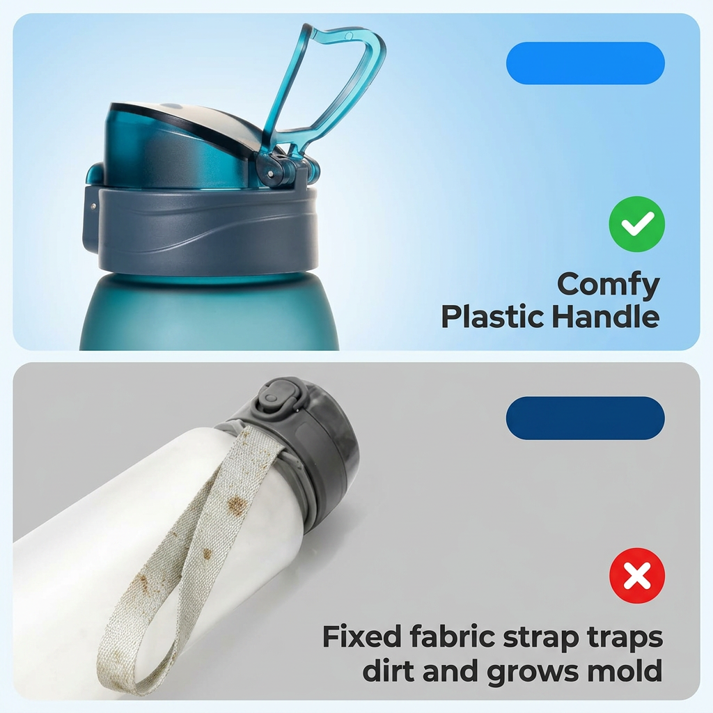 Wide mouth water bottle for easy filling cleaning and ice use