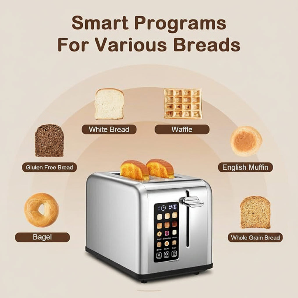 Wide slot toaster suitable for bread bagels and muffins