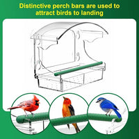 Transparent window bird feeder for outdoor viewing
