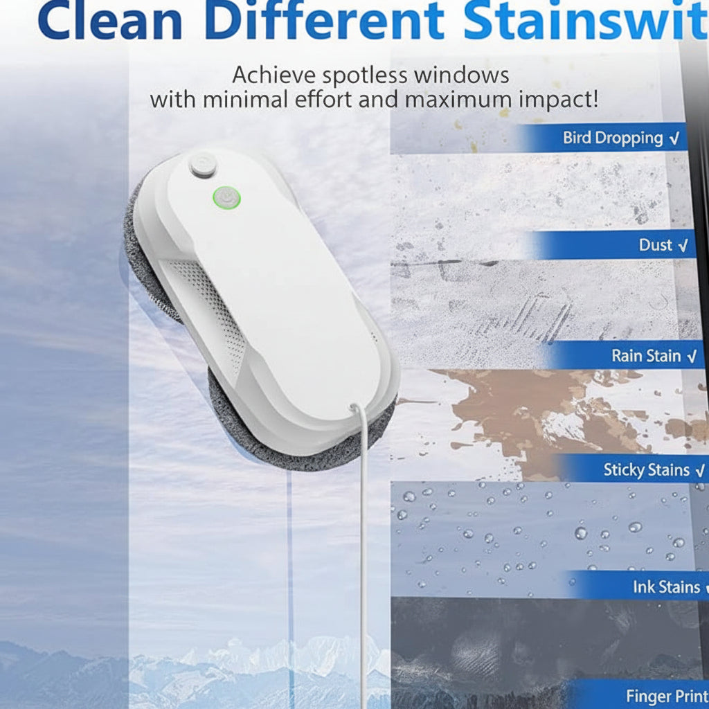 Smart navigation window cleaning robot on glass surface