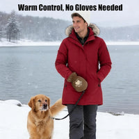 Winter dog walking accessory with warm gloves and durable leash