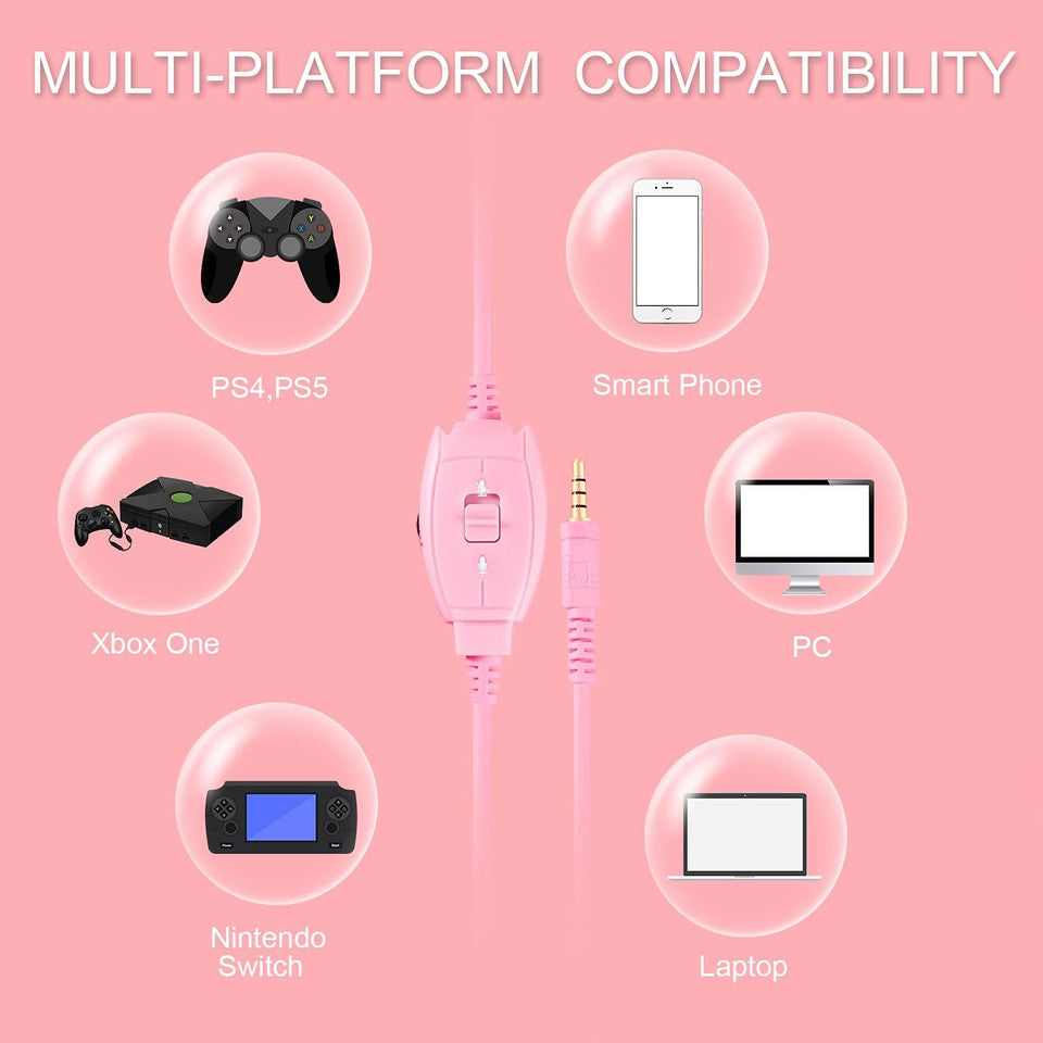Wired headset with mic for gaming and voice chat