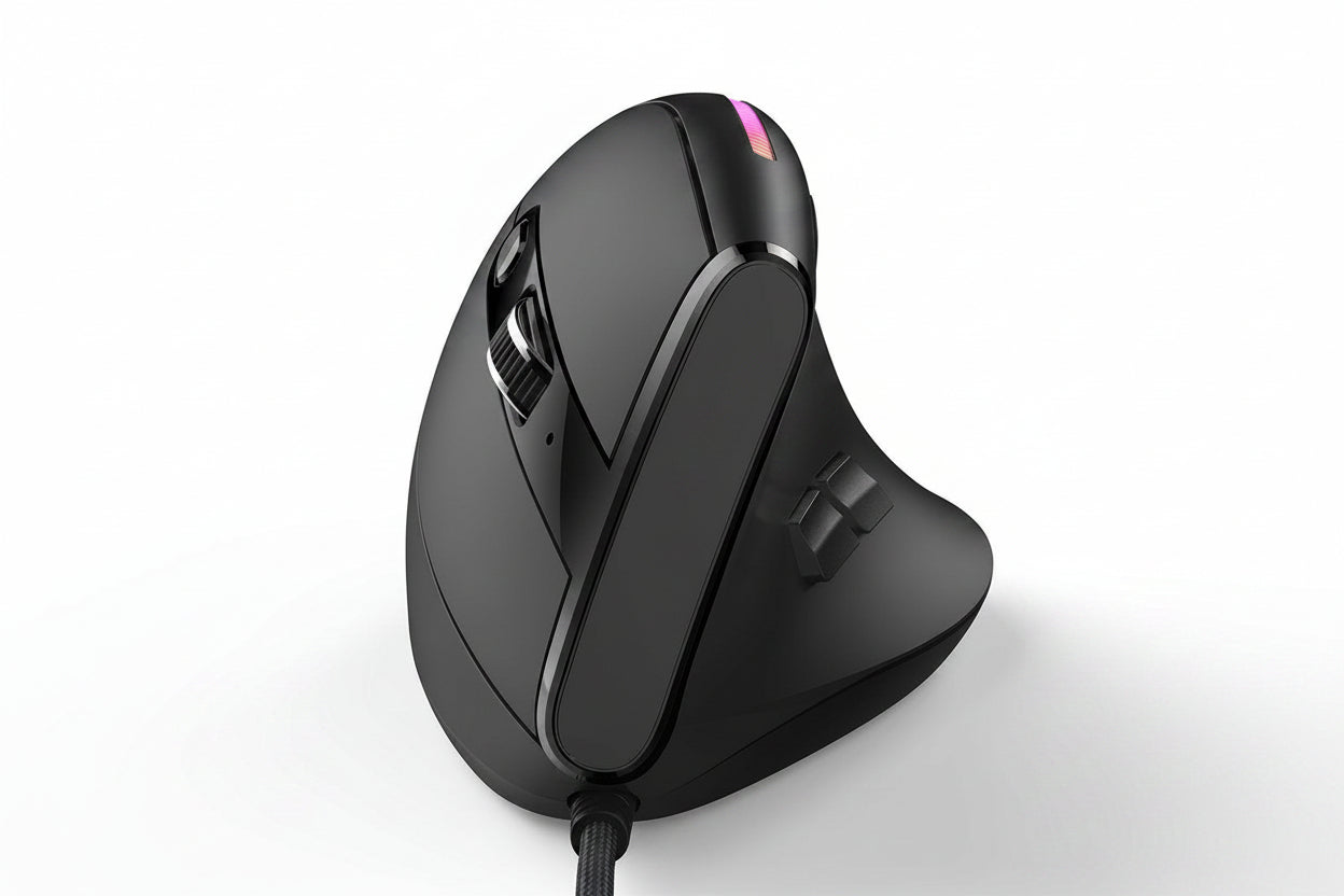 Wired vertical RGB mouse front view for PC and laptop use