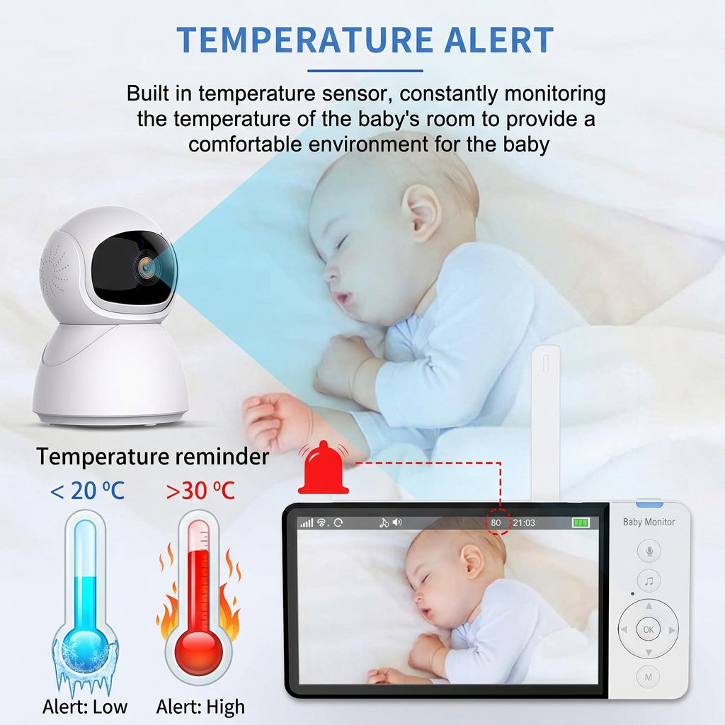 White baby monitor camera with portable colour video screen for nursery monitoring