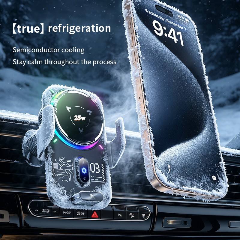 Wireless Car Charger With Built-In Cooling Fan For Device Charging