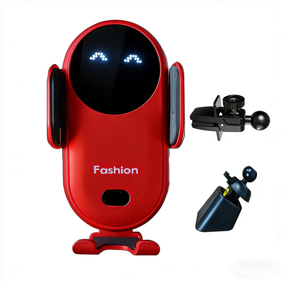 wireless car charger mount red front view