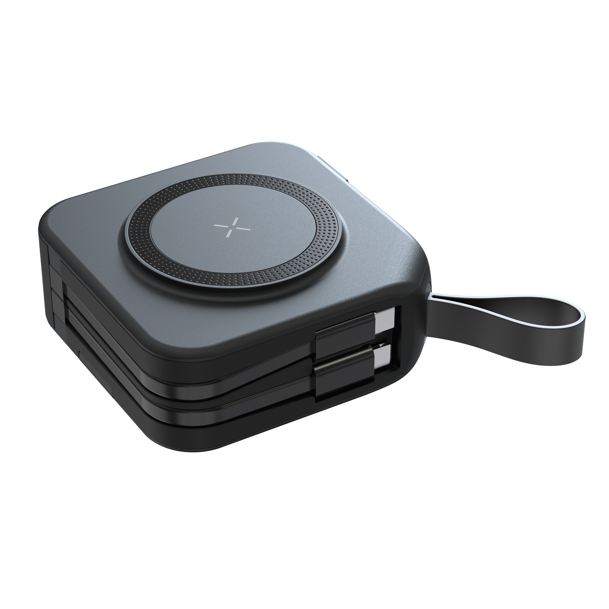 Wireless Charging Power Bank With Built-In Cable For Mobile Devices