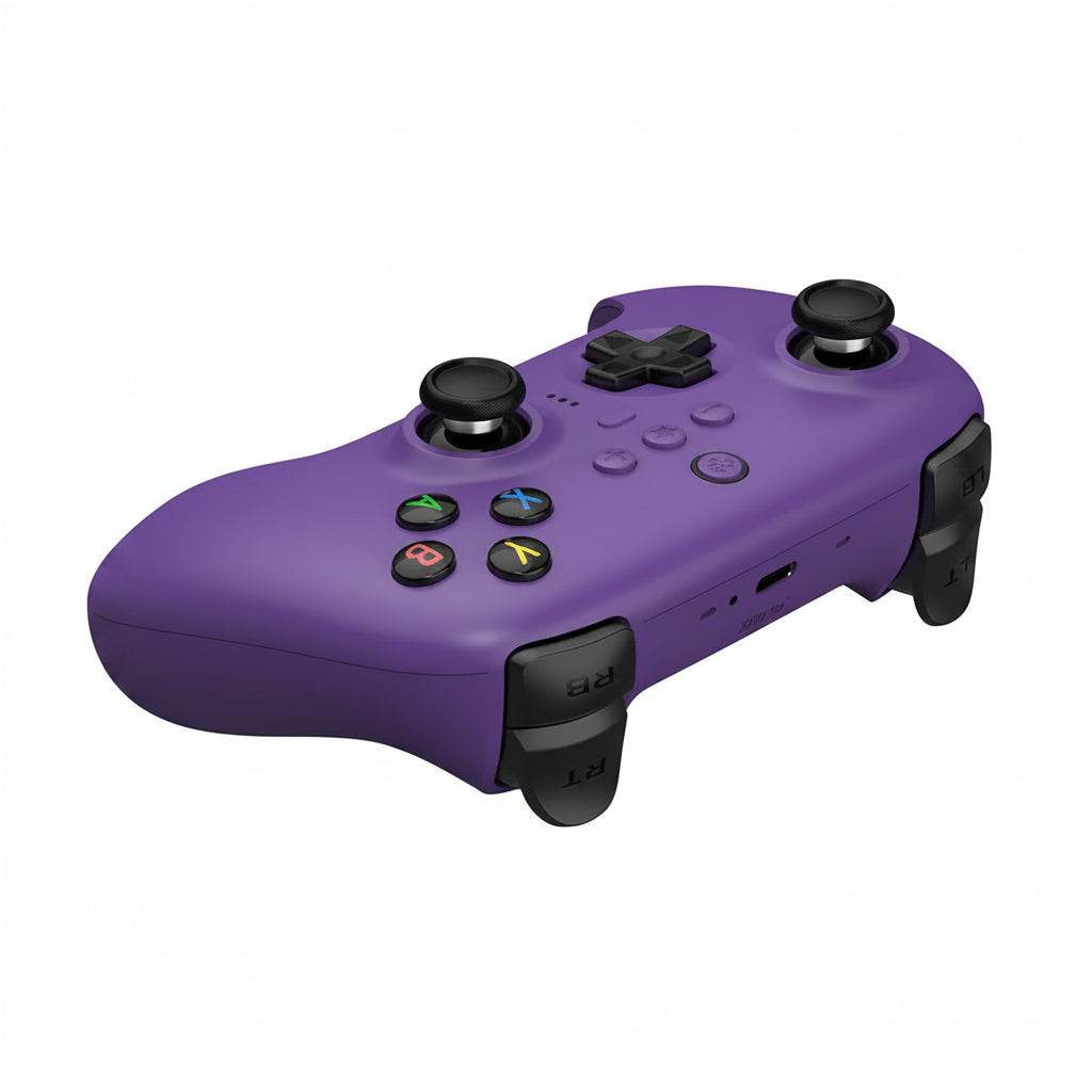 Wireless game controller placed on charging dock for organized setup
