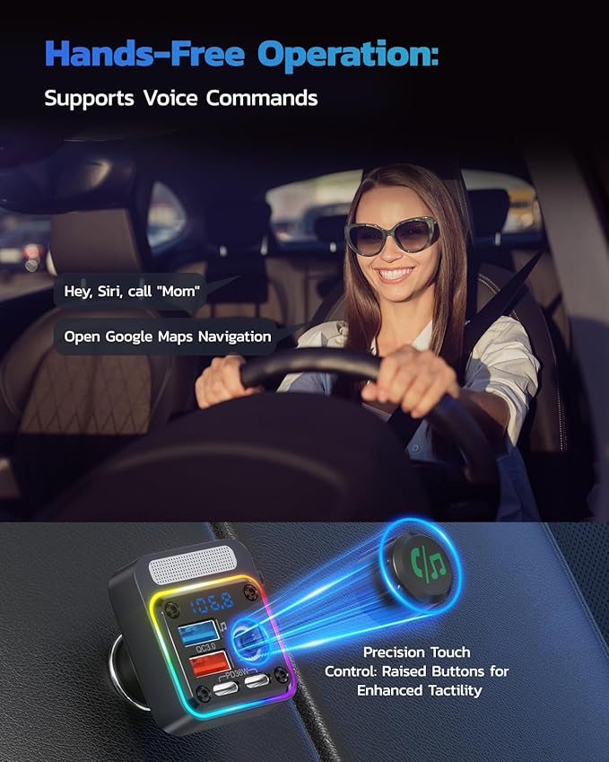 Wireless FM Transmitter For Car Audio And Bluetooth Music