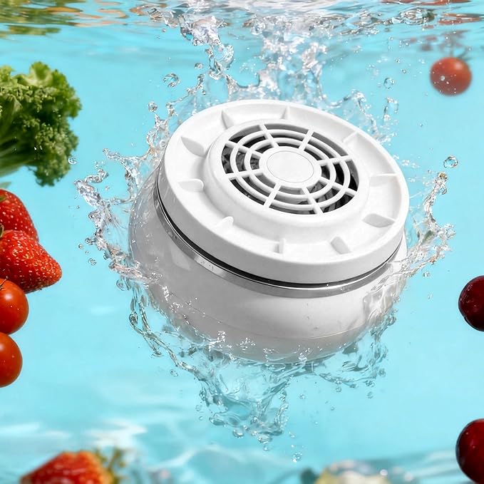 Wireless fruit and vegetable washing device for kitchen use