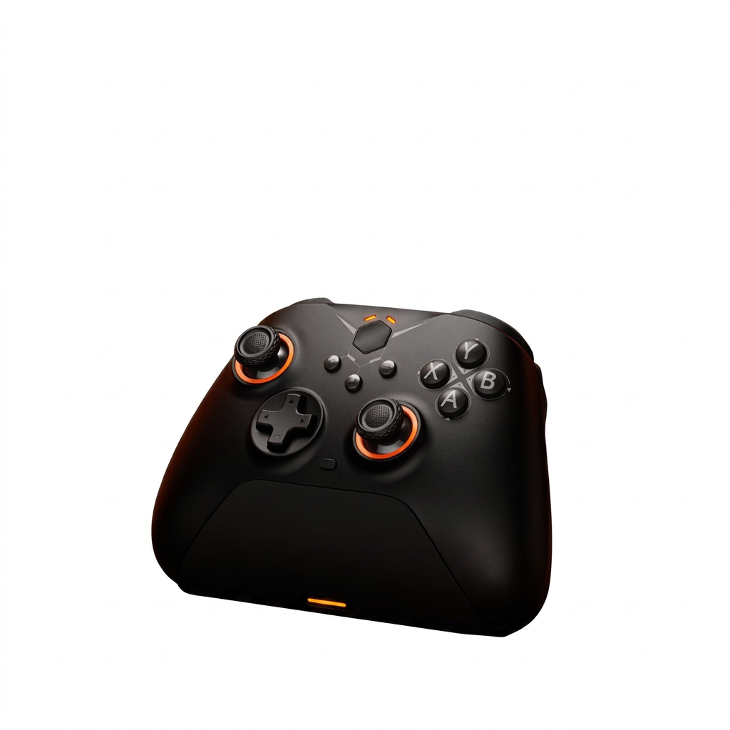 Wireless gaming controller with ergonomic black design