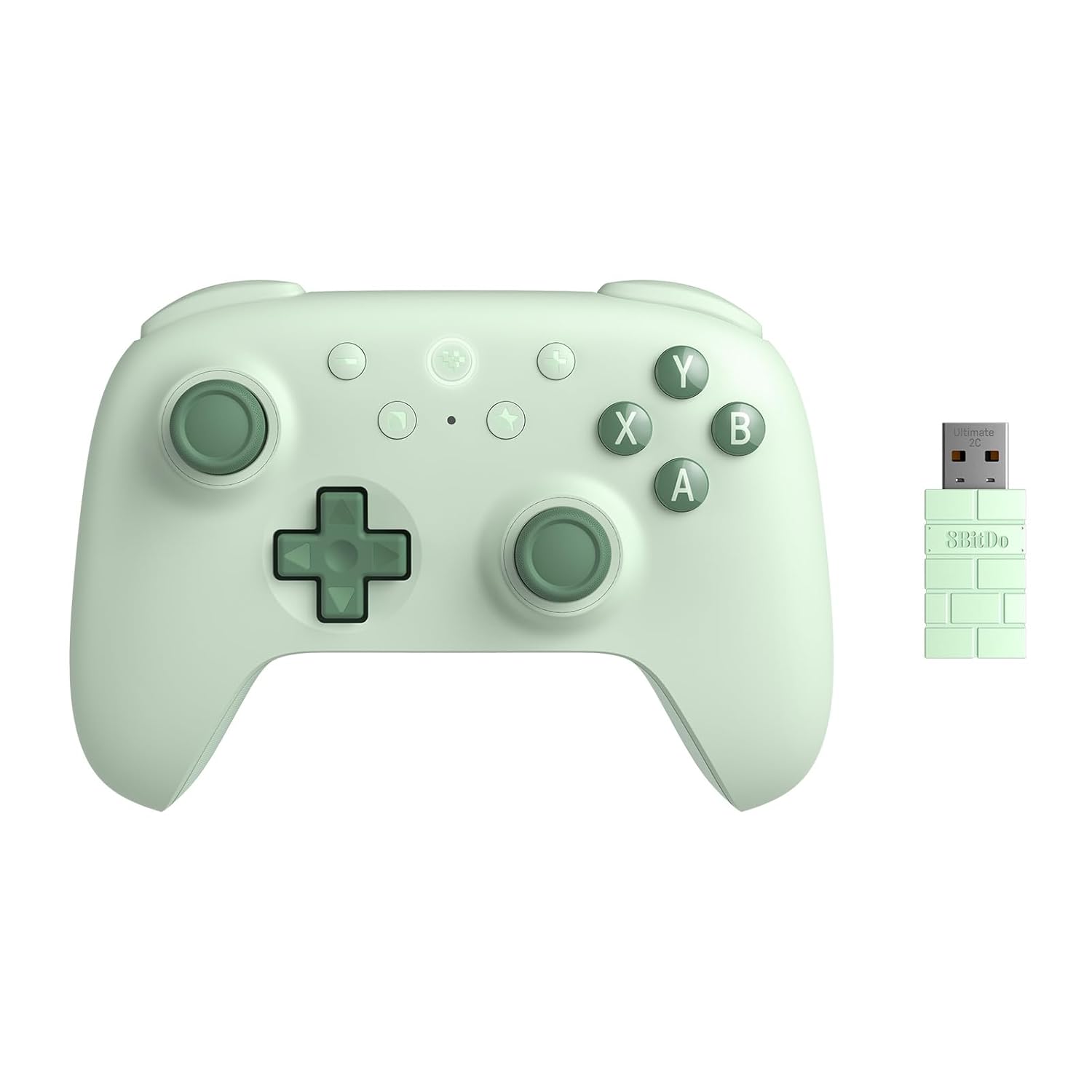 wireless gaming controller for PC and Android green front view hall effect joystick