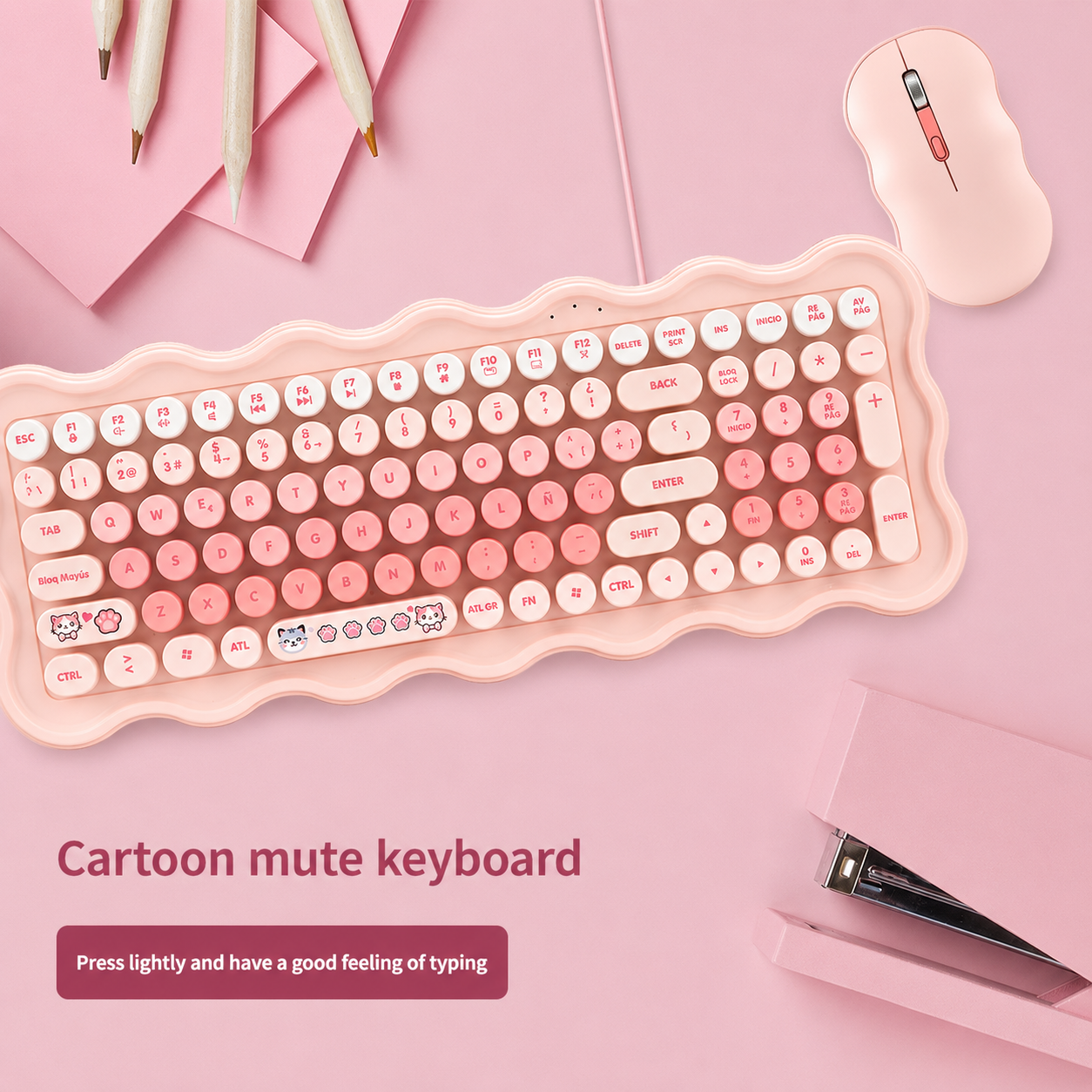 Wireless keyboard and mouse with compact USB receiver