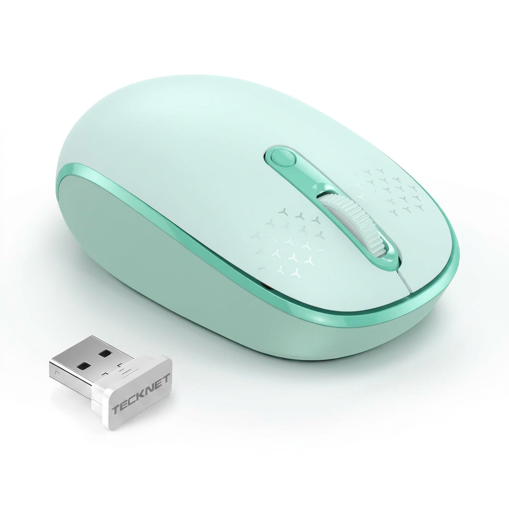 Wireless mouse for laptop in mint green colour with portable design