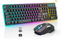 Black wireless RGB keyboard and mouse combo for PC and laptop setup