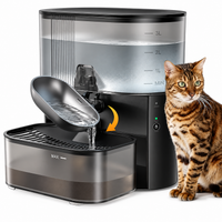 Wireless Stainless Steel Cat Bowl Water Fountain for Pets.