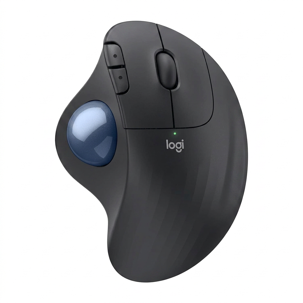 Wireless ergonomic trackball mouse with thumb control and smooth cursor tracking