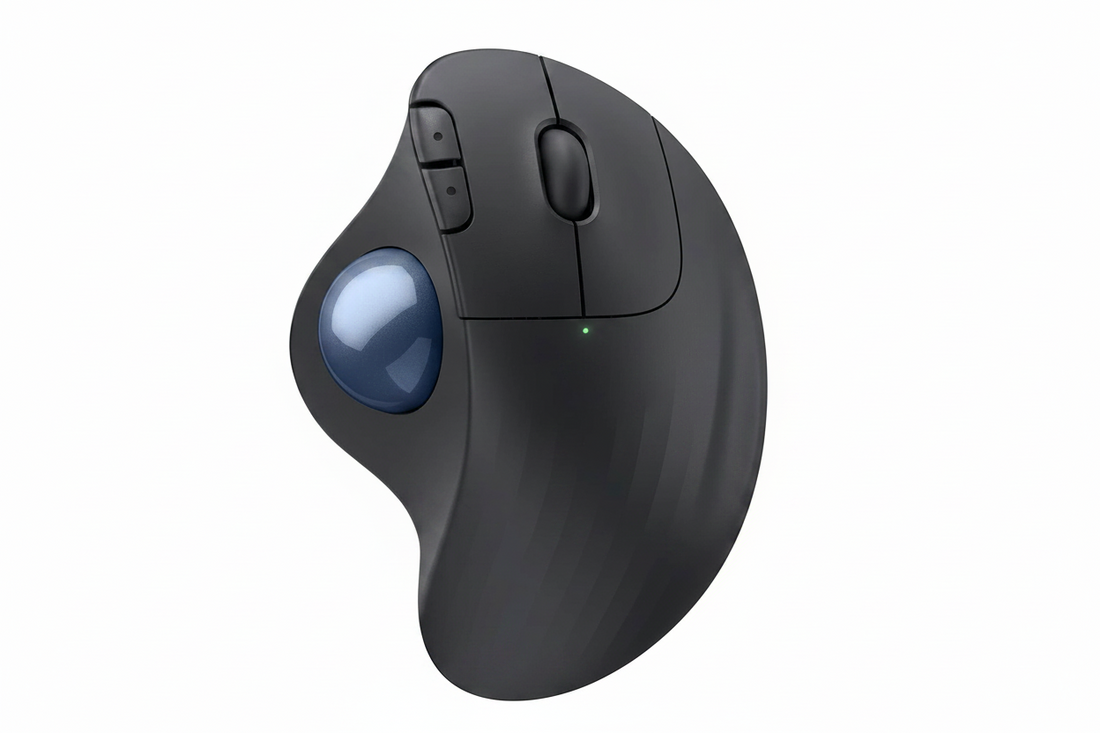 Wireless ergonomic trackball mouse with blue ball