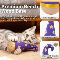 Wobble Action Cat Toy with Catnip, Wizard Hat & Stars Design for Cat