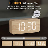 Wood decor digital clock for living room table and shelf
