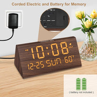 Wooden alarm clock with USB port for bedside and office desk
