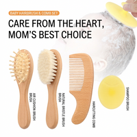 Wooden baby brush with ultra-soft goat hair bristles for gentle scalp grooming