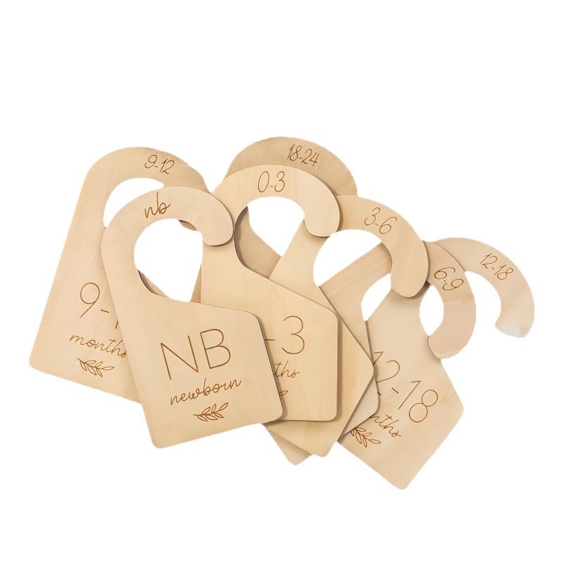 wooden baby closet dividers set of 7 with size labels for nursery